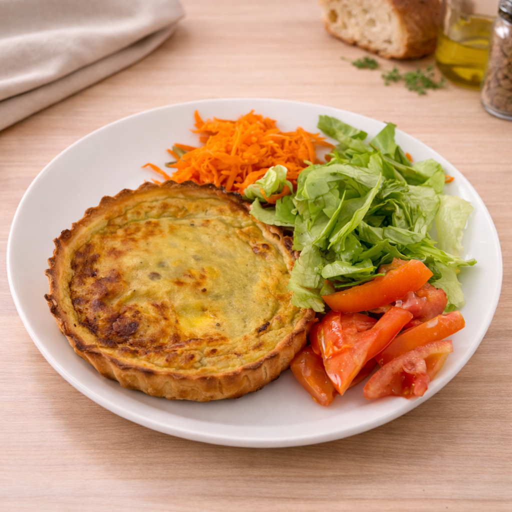 Tarta de humita y cebolla con ensalada del día