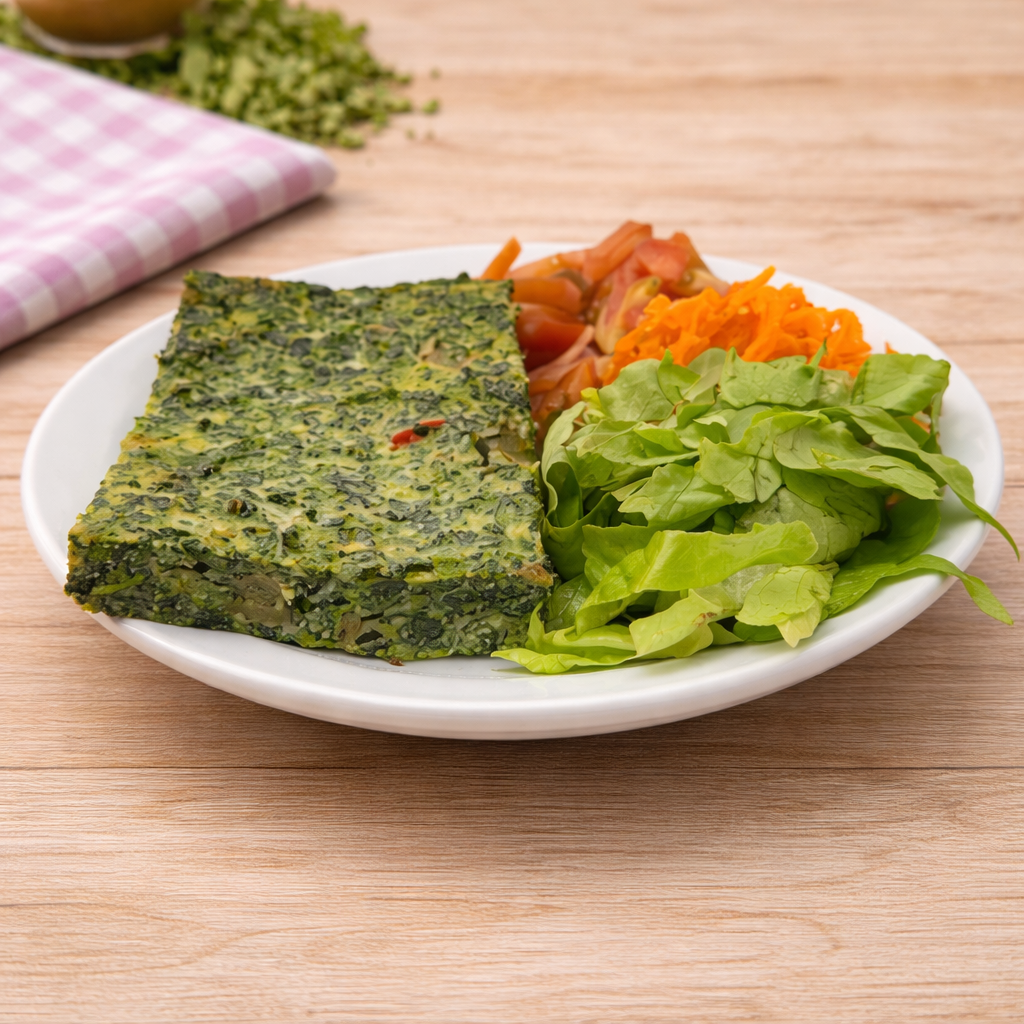Tortilla de espinaca con ensalada del dia